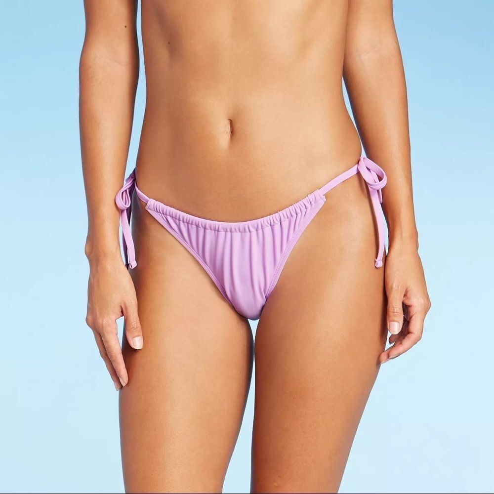 🏷️ 5 for $25 - NWT Shirred Side-Tie High Leg Scoop Bikini Bottom
